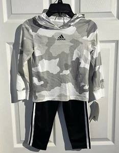 Boys Adidas Clothes Size 4 Pants Hooded Shirt 2 PC Camouflage Set New - Picture 1 of 2