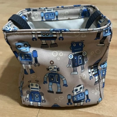 Thirty-One Little Carry All Cube Caddy Mini Utility Bag Kids Robot Pattern - Image 1 of 3