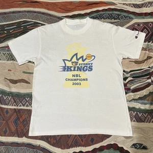 Vintage 2003 Sydney Kings NBL Champions Champion White T-shirt Tee Mens Sz L - Picture 1 of 5