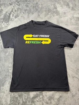 Camisa Subway Eat Fresh Refresh Para Hombre Grande Negra Cuello Redondo Gráfico Comida Rápida Camiseta Foto 1 de 4