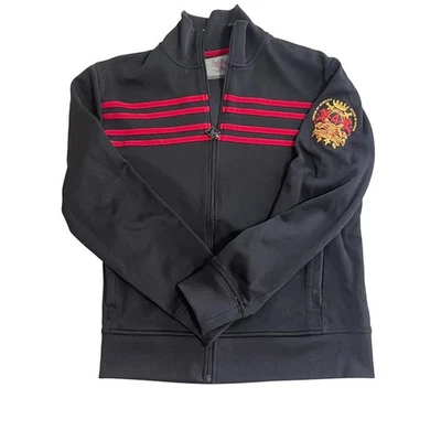 Express Hombres Y2k Retro Chaqueta de Pista Cremallera Completa Rojo Negro Rayas Vintage Cresta Logo Foto 1 de 4