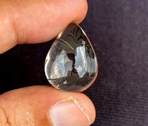 Natürlicher goldener Rutilquarz Birne Cabochon loser Edelstein, 23 x 17 x 10 mm, 24 kt. - Bild 1 von 2