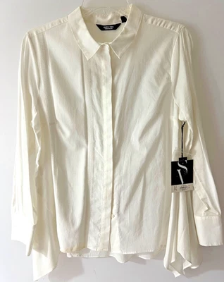 Просто Вера Вера Wang белая рубашка L-образный рукав Sz Petite-Lg мухи спереди на пуговицах - Изображение 1 из 4