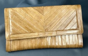 Vintage hellbraune Aalhaut Leder Clutch Handtasche 10" x 6" - Bild 1 von 20