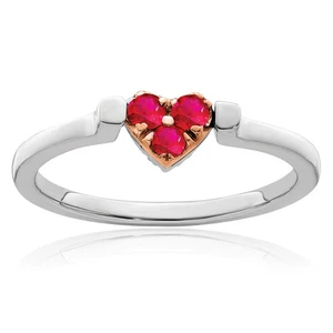 14K Solid Two Tone Gold Ruby Diamond Heart Flip Ring - Picture 1 of 1