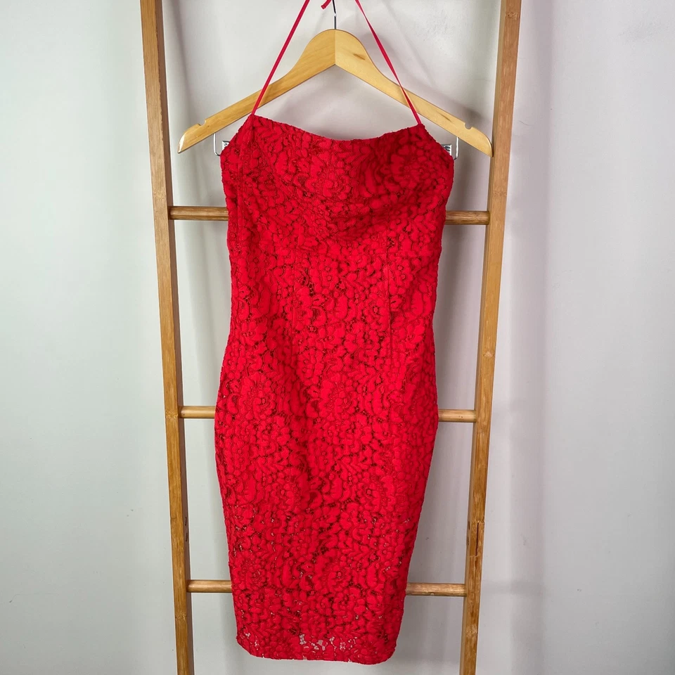 White Fox Sheath Dress Womens Small Lace Halter Knee Length Sleeveless Party - image 1 of 4