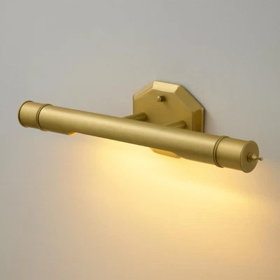 Antique Brass Picture Light Hardwired - 19 In Gold Art Deco Vintage Lights Over - Image 1 of 4