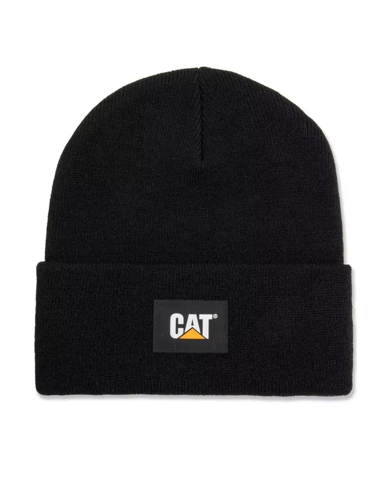 Caterpillar CAT Equipment Men's Label Cuff Black Winter Beanie Cap Hat Logo