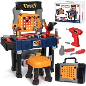 Kids Tool Bench with Electric Drill and Chair, Christmas Birthday Gift for Boys - Picture 1 of 7