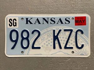 KANSAS LICENSE PLATE STATE SEAL RANDOM LETTERS/NUMBERS FAIR-GOOD CONDITION - Picture 1 of 2