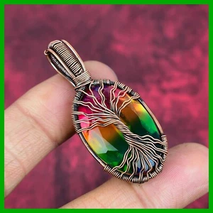 Oferta Día de la Madre Multi Turmalina Piedra Alambre Envuelto Árbol de la Vida Colgante Cobre - Imagen 1 de 6