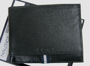 Nautica Herren-Geldbörse aus echtem Kieselleder mit Doppelfaltung RFID schwarz - Bild 1 von 7