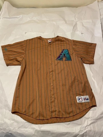 Vtg USA Men's XL Majestic MLB Arizona Diamondbacks Pinstripe Jersey Brown Blank Cover