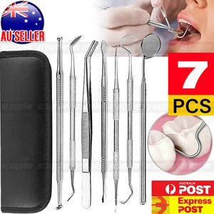 7Pcs Stainless Dental Tool Set Kit Dentist Teeth Clean Hygiene Mirror Oral HOT - Picture 1 of 12
