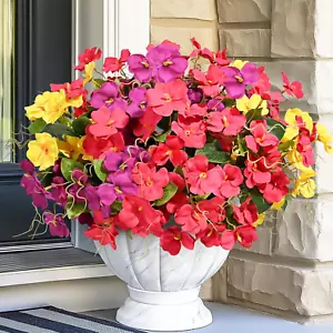 6 Bundles Look Real Artificial Flowers for Outdoors, UV Resistant Outdoor Artifi - Picture 1 of 8