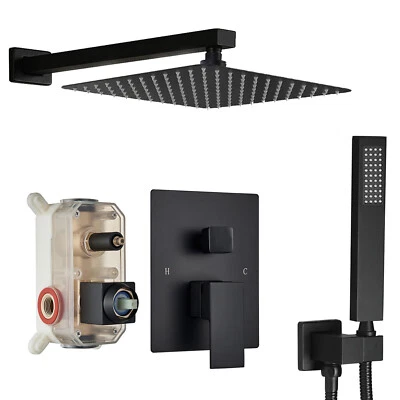 Shower Faucet Set w/Mixer Valve Kit Rainfall Shower Head Combo System Wall Mount - Image 1 of 4