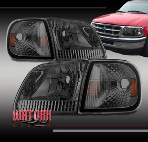 97-03 FORD F-150/97-02 EXPEDITION CRYSTAL HEAD LIGHT W/CORNER SIGNAL SMOKE/AMBER - Picture 1 of 9