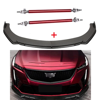 Carbon Fiber Front Bumper Spoiler Splitter Strut Rods For Cadillac CTS ATS ATSL Foto 1 de 4