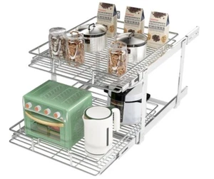 Organizzatore Armadio Estraibile 17" L X 21" D, 2 Livelli Cassetti Estraibili Singoli per - Foto 1 di 7