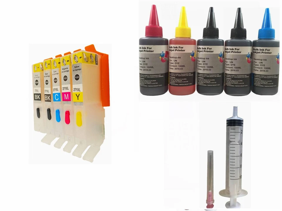 5PK Empty Refillable Ink Kit Cartridge for Canon PGI-270 CLI-271 PIXMA MG5720 - Image 1 of 1