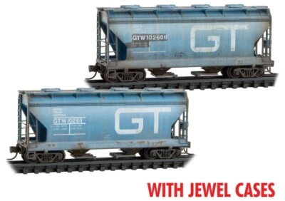 Micro-Trains N 98305074 Grand Trunk Western GTW Weathered 2-Bay Hopper Set - Image 1 of 2
