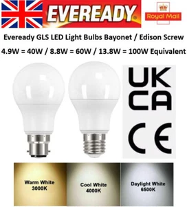 LED Bayonet / Edison Screw GLS Light Bulbs in Warm White, Cool, Daylight White - Picture 1 of 44