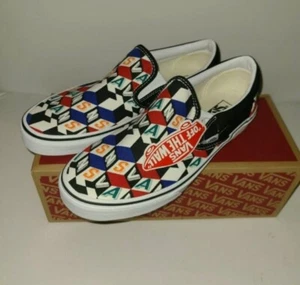 VANS Checker Cube Clásico Sin Cordones Multi/Verdadero Blanco Para Hombres Talla 9.5 Zapatos de Skate NUEVO - Imagen 1 de 9