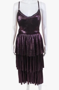 Marchesa Notte Womens Pleated Lame Dress Lilac Purple Size 6-8 11315629 - Picture 1 of 7