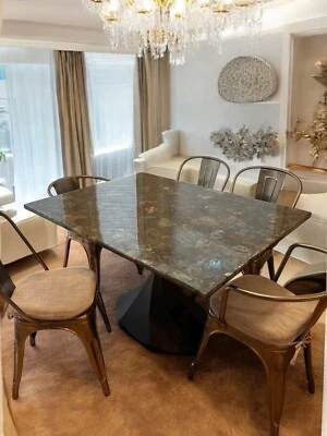 36"x24" Labradorite Stone Center Dining Table Crystal Healing Gemstone Home Deco - Image 1 of 4