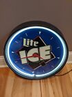 Miller Lite Ice Beer Neon Clock Sign 16.5"