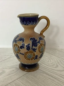 Royal Doulton Salter Stoneware Painted Jug 1898-1899 Floral Fleur-de-lys @bri #D - Picture 1 of 11