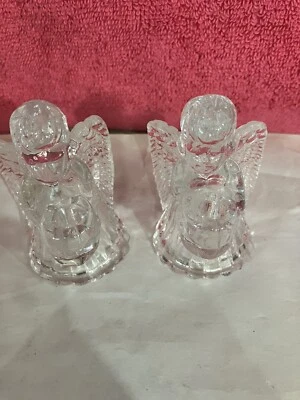 Juego De 2 Mini Candelabros Ángel Vidrio Transparente Biedermann De Colección Dwk49 Foto 1 de 3