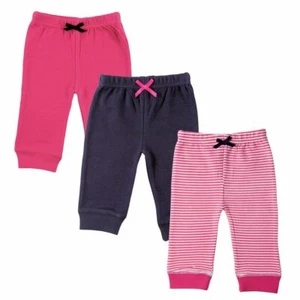 Luvable Friends Baby Tapered Ankle Pants, 3-Pack, Pink Stripes - Picture 1 of 1