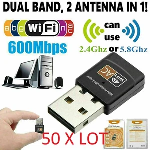 50 x Mini Dual Band 600Mbps USB WiFi Wireless Adapter Network 2.4/5GHz 802.11ac - Picture 1 of 6