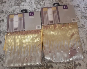Lush Decor Night Sky Curtain Panel 2-Pack Lot 42" x 95" Yellow/Gray Sequin - Picture 1 of 9