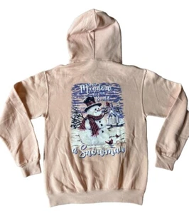 NEW Light Pink Christmas Build A Snowman Hoodie Simply Blessed Brand Small - Picture 1 of 4
