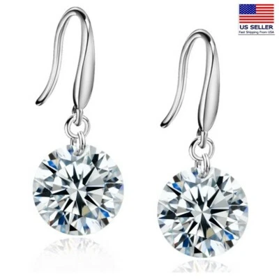 Pendientes de plata de ley 925 de lujo con borla de cristal para mujer niña brillo simple 0599 Foto 1 de 4