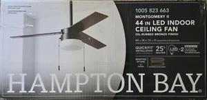 New Hampton Bay Montgomery II 44" Indoor Oil Rubbed Bronze Ceiling Fan w/Light - Picture 1 of 4