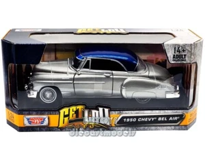1950 Chevrolet Bel Air Lowrider Silver Blue Top Get Low 1/24 Motormax 79026sil - Picture 1 of 6