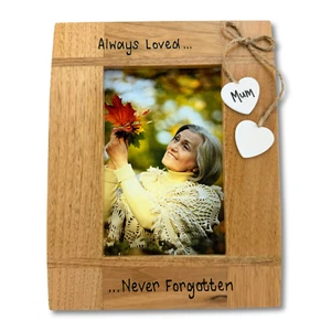Memorial - Always Loved, Never Forgotten | Personalised Oak Wood Photo Frame - Picture 1 of 10