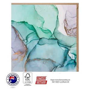 Green Gold & Blue Abstract Greeting Card - Australian Designs The Abstract set - Picture 1 of 3