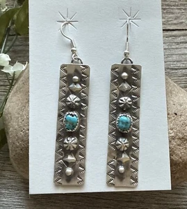 Pendientes Navajo Nativo Americano Plata Esterlina Turquesa R Yazzie Regalo - Imagen 1 de 12
