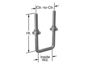 4 Stück - Vierkant-U-Bolzen Stahl verzinkt, 3/8"-16 Gewinde, 3" Innenbreite, 2-5/8" Höhe - Bild 1 von 2