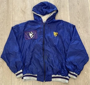Vtg Rare 90s Russell Athletic NCAA Washington Huskies Pullover Jacket Men’s 2XL - Picture 1 of 9