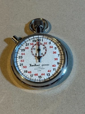 Cronómetro vintage HanHart PREMIER 7 joyas a prueba de golpes Alemania 1/10 SEC - Funciona Foto 1 de 4