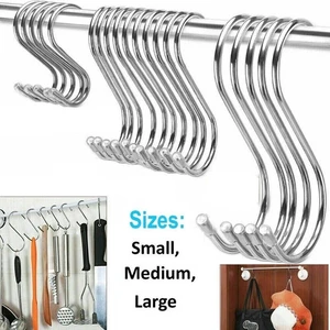 10 x S Haken Edelstahl Küche Fleisch Pfanne Utensil Kleiderbügel hängend UK - Bild 1 von 4