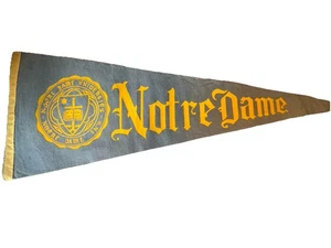 Notre Dame Fighting Irish 28" VTG 1940's 1950's Pennant Felt Wool Gothic Letters - Picture 1 of 23