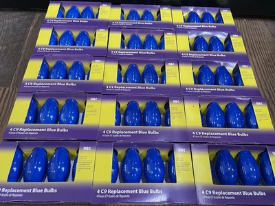 15x4 60 Solid Blue C9 Christmas LIGHT BULBS Lot NEW Light Keeper Pro GLASS - Image 1 of 4