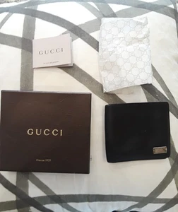 Gucci Signature Men Bi-fold Leather Wallet Black - Picture 1 of 6