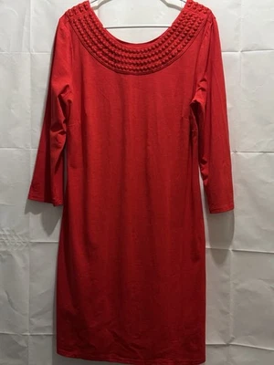 Tommy Bahama красное платье покрытый бисером декольте 37» длиной Sz S/P - Изображение 1 из 4